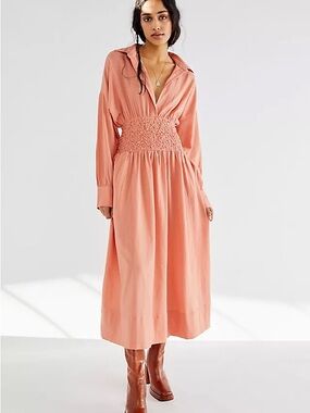 Free People Coral Monica Shirt Dress